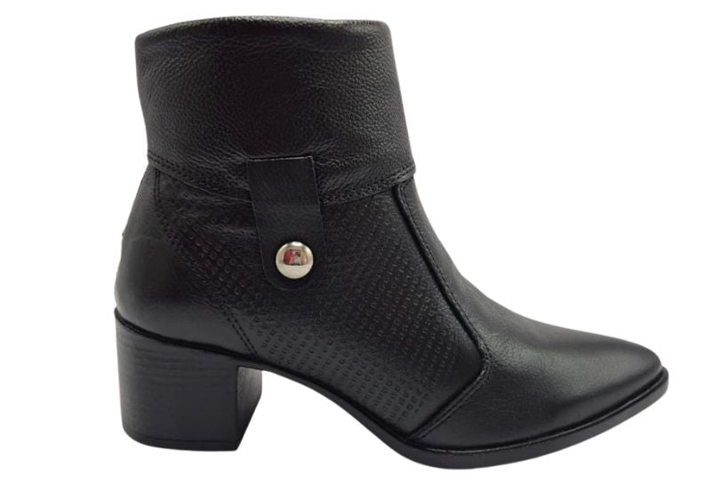 Bota Feminina Amoh Luh Couro Preta | Salto Sete