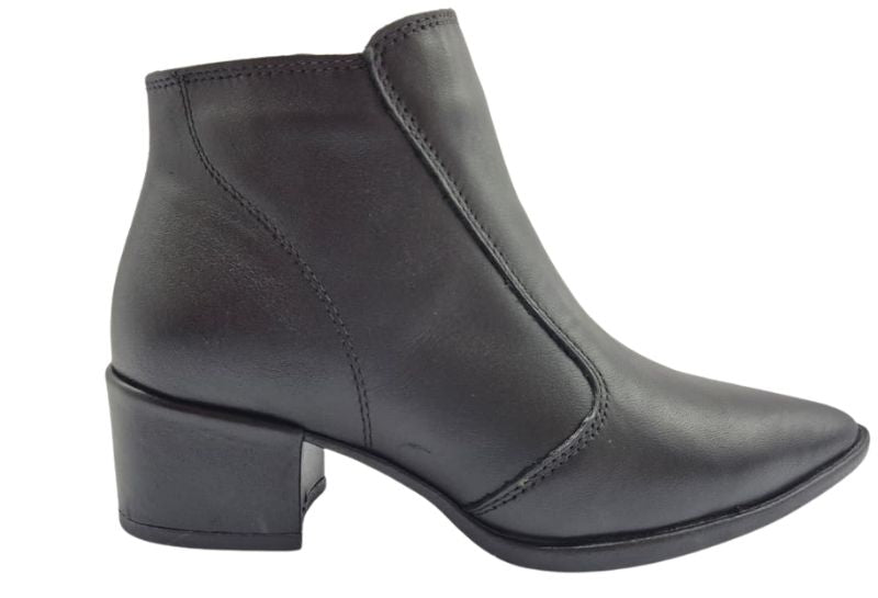 Bota Feminina Couro Preta Salto Baixo | Salto Sete