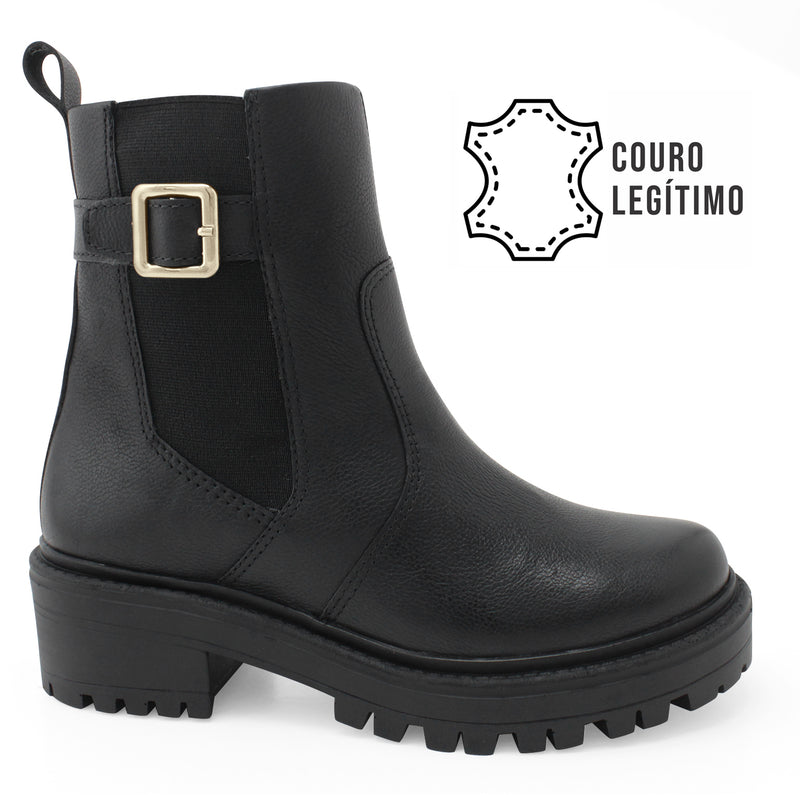 Bota Chelsea Couro Legítimo Solado Tratorado | Salto Sete