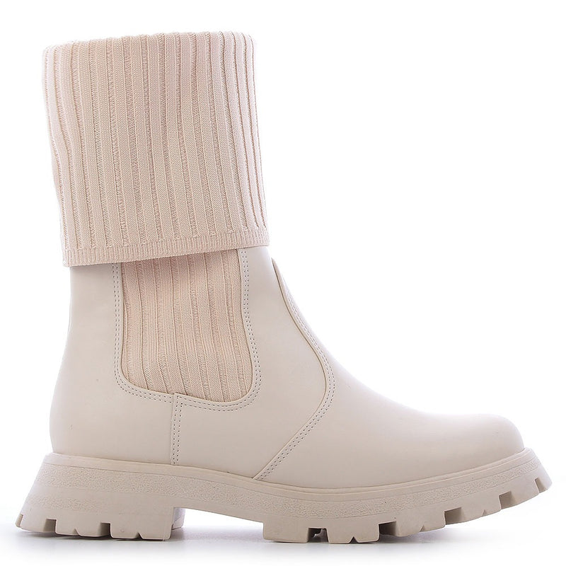 Coturno Zatz Off White Cano Dobrável | Salto Sete