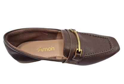 Mocassim Feminino Amoh Elegance Marrom | Salto Sete