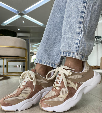 Tênis Casual Vizzano Chunky Mesh Nude Rosé | Salto Sete