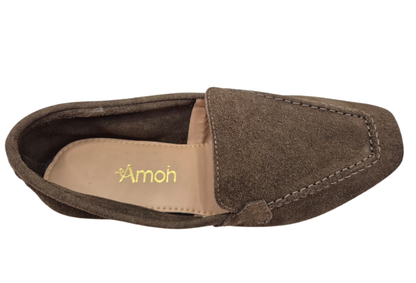Mocassim Feminino Camurça Marrom Clássico | Salto Sete