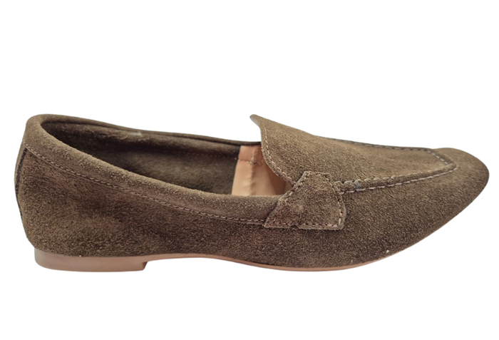 Mocassim Feminino Camurça Marrom Clássico | Salto Sete