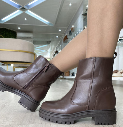 Bota Couro Aurora Rebel Zip Capa Removível | Salto Sete