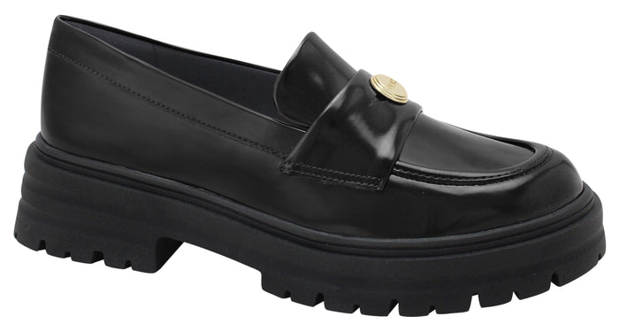 Mocassim Preto Verniz Solado Tratorado | Salto Sete