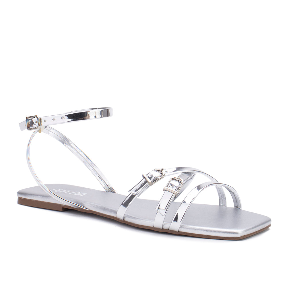 Rasteira Ecoform Prata feminina | Salto Sete