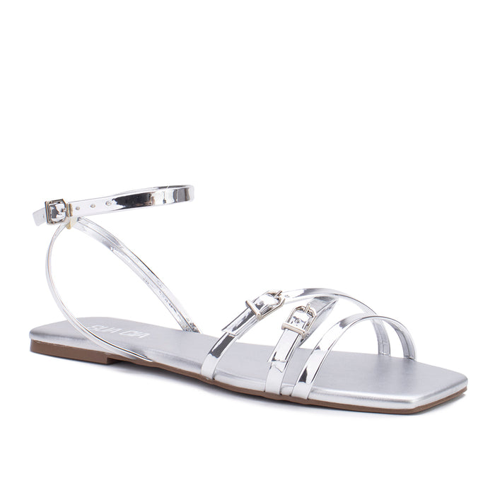 Rasteira Ecoform Prata feminina | Salto Sete