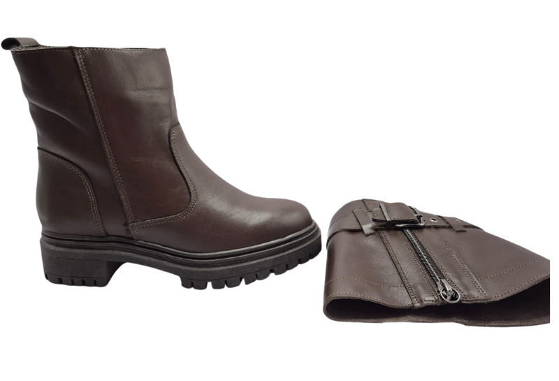 Bota Couro Aurora Rebel Zip Capa Removível | Salto Sete
