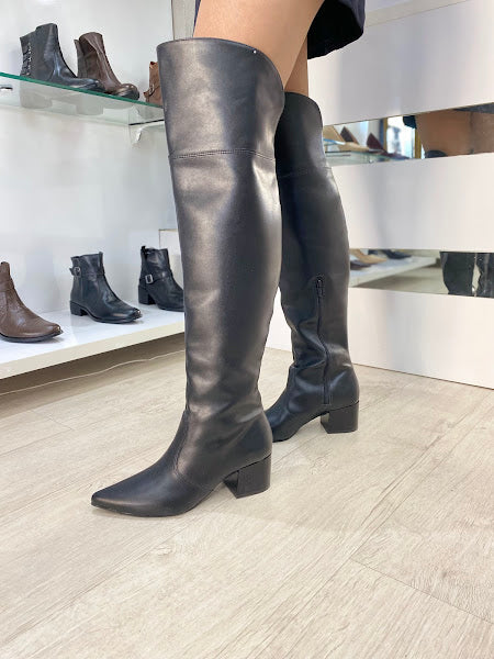 Bota Over The Knee Supreme Noir Salto Bloco | Salto Sete