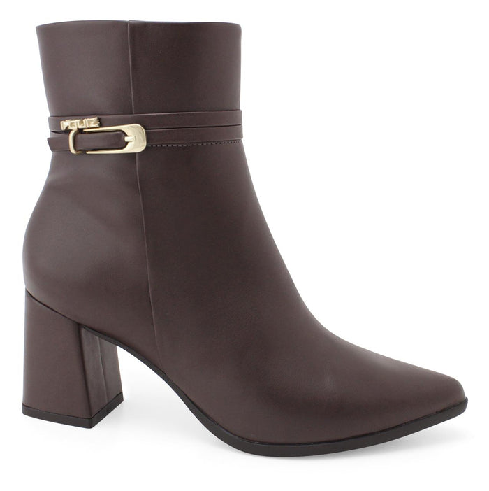Bota Feminina Cacau Salto Bloco Dourado | Salto Sete
