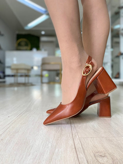 Slingback Premium Salto Bloco Hibisco | Salto Sete