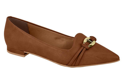 Sapatilha Feminina Fivela Dourada Bico Fino | Salto Sete