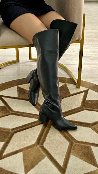 Bota Over The Knee Supreme Noir Salto Bloco | Salto Sete