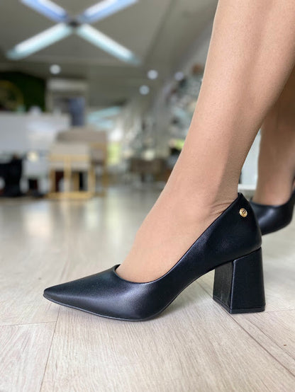Scarpin Elegance Salto Bloco Preto | Salto Sete