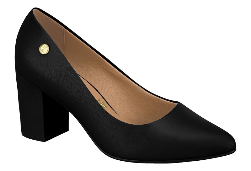 Scarpin Vizzano Salto 7cm Napa Preto | Salto Sete