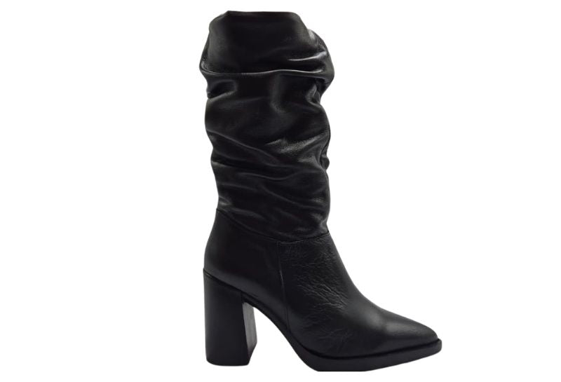 Bota Slouchy Glam Couro Salto Alto | Salto Sete
