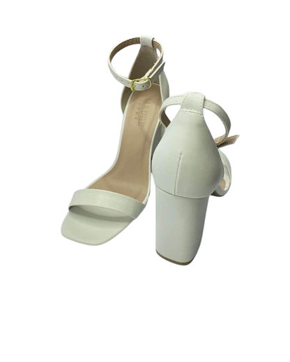 Sandália Gisele Salto Bloco 9cm Off White | Salto Sete