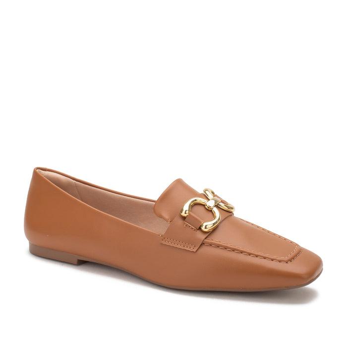 Mocassim Marrom Claro Fivela Dourada | Salto Sete