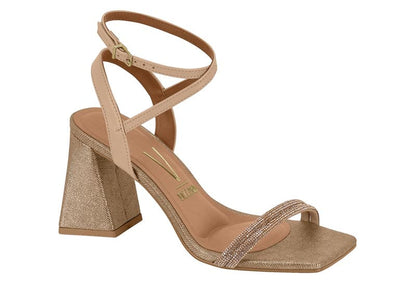 Sandália Vizzano Salto Bloco 8cm Strass | Salto Sete