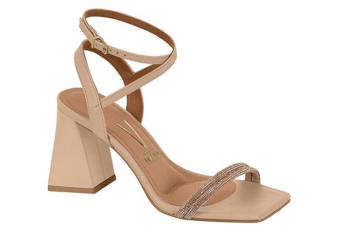 Sandália Vizzano Salto Bloco 8cm Strass | Salto Sete